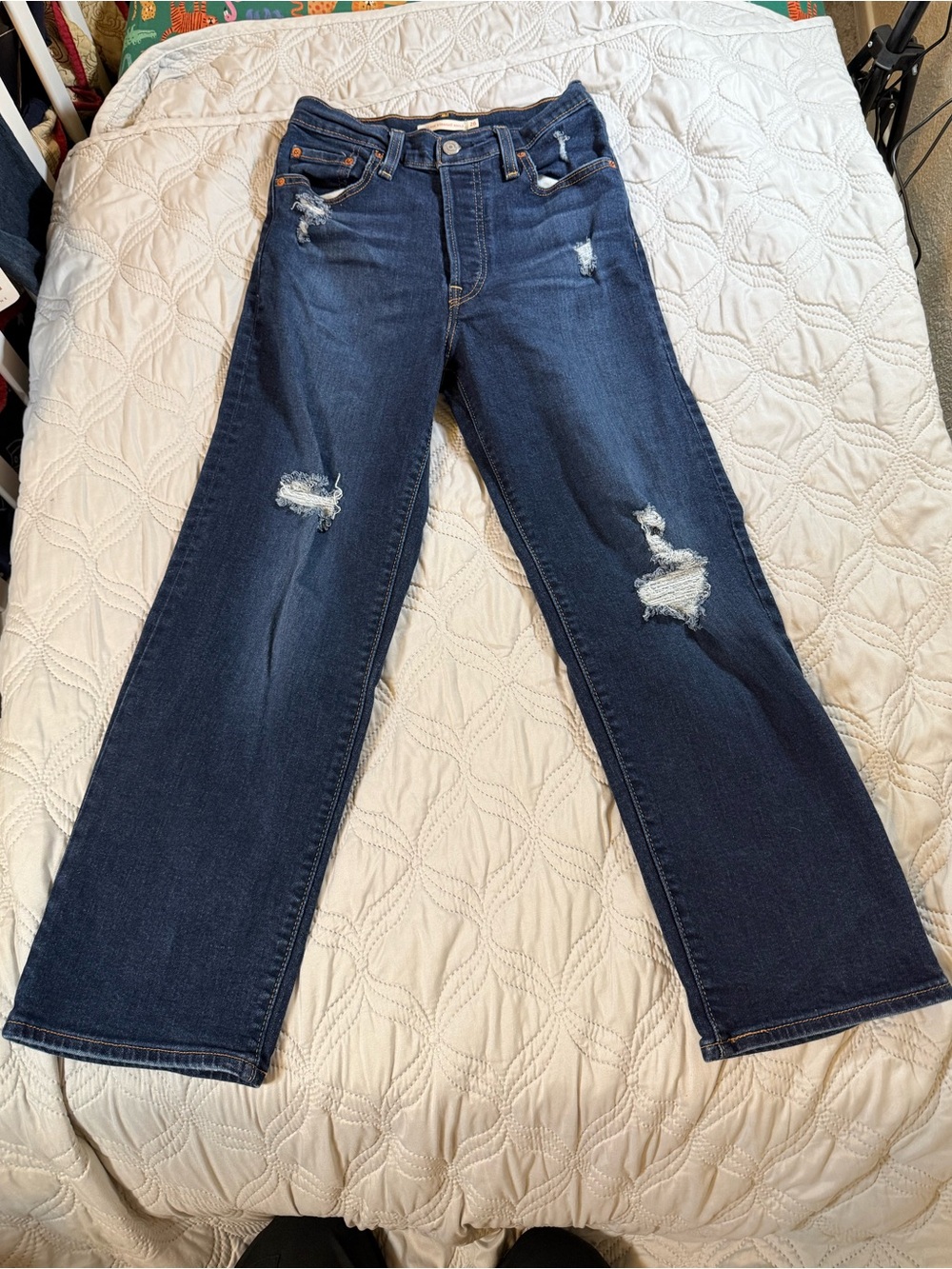 Levi’s‎ Ribcage Straight Ankle Jeans 26 Distressed Button Fly